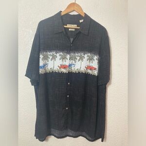 Batik Bay easy care 100% rayon Men’s XXL button shirt antique car palm trees